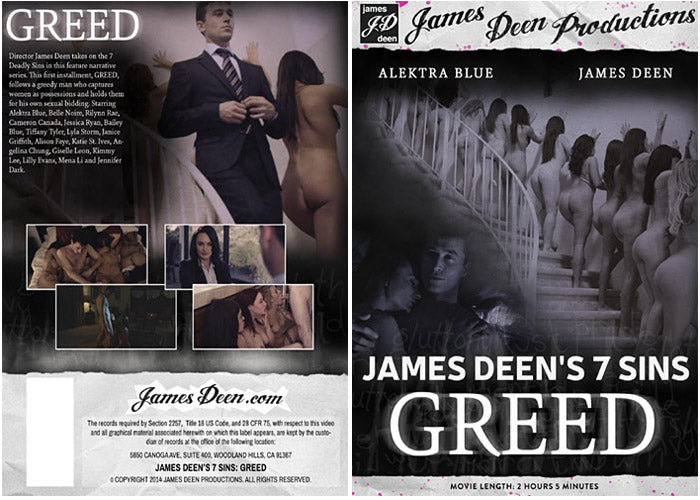 James Deen's 7 Sins: Greed James Deen - Gonzo Sealed DVD - Active (Means Still in Stock from the Studio)