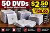 50 Reprinted DVDs.  The same videos on reprinted DVDs. All White, Straight